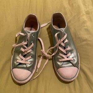 Girls Metallic Green Converse All-Stars